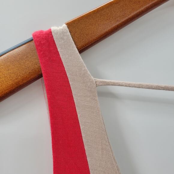 Monteau Maxi Tank Dress Womens M Beige Red Tan Color Block V Neck Sleeveless - Picture 5 of 12